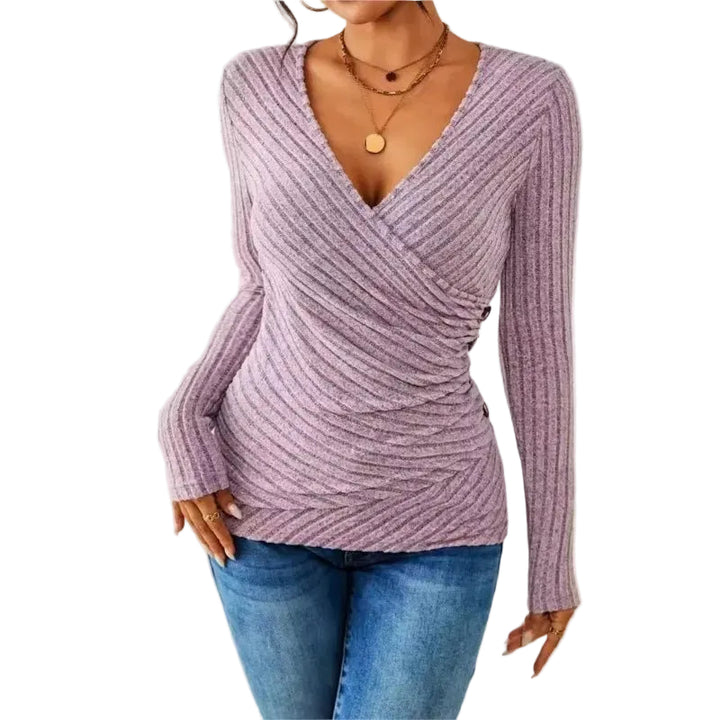 Damska Bluzka Kopertowa z Dekoltem w Serek