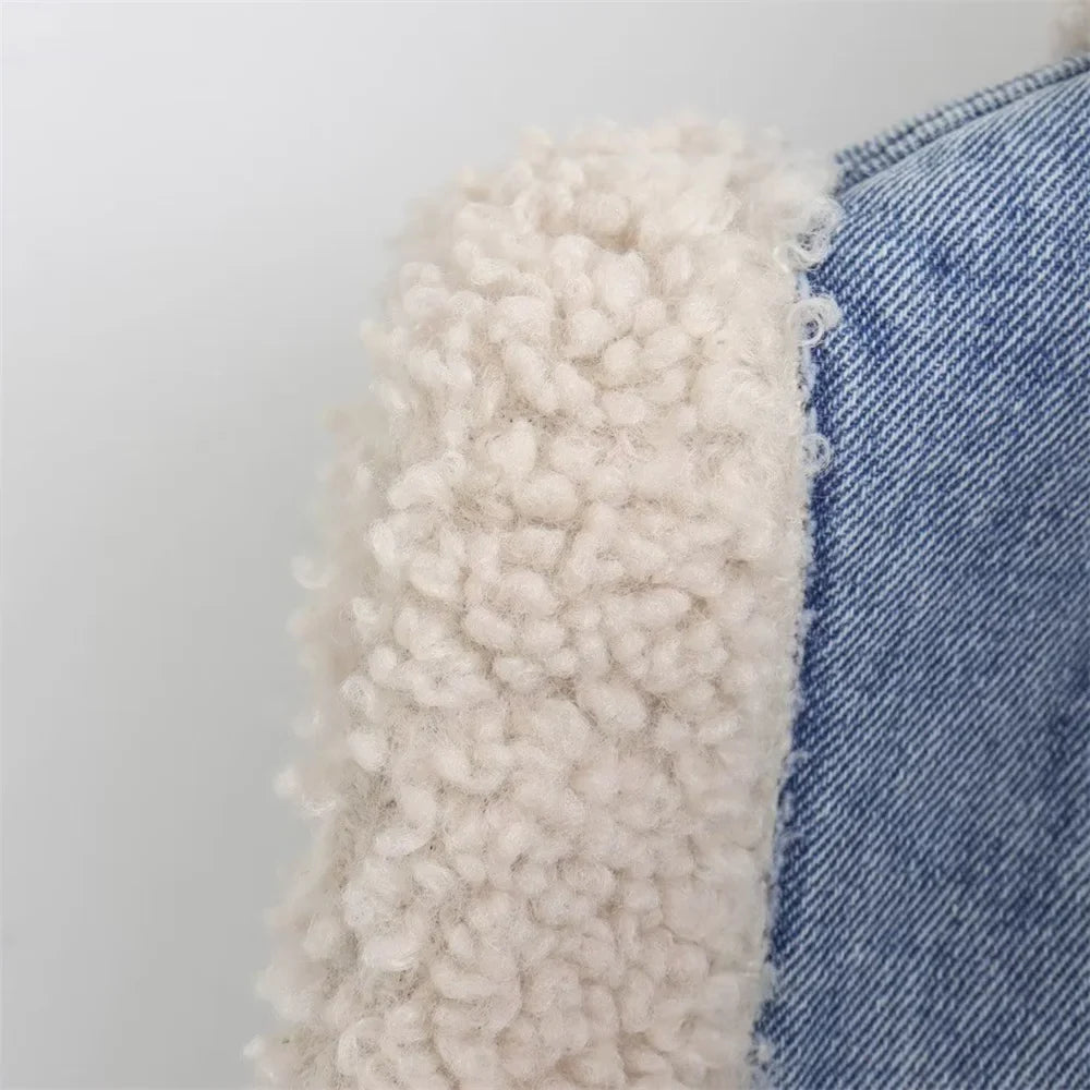 Damska Kamizelka Jeansowa z Ekofuterkiem