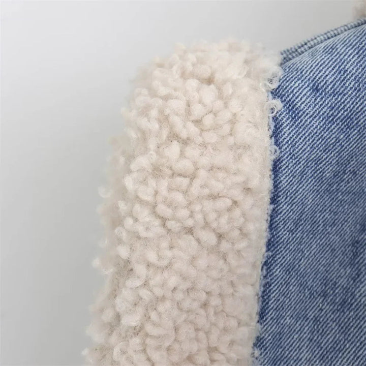 Damska Kamizelka Jeansowa z Ekofuterkiem