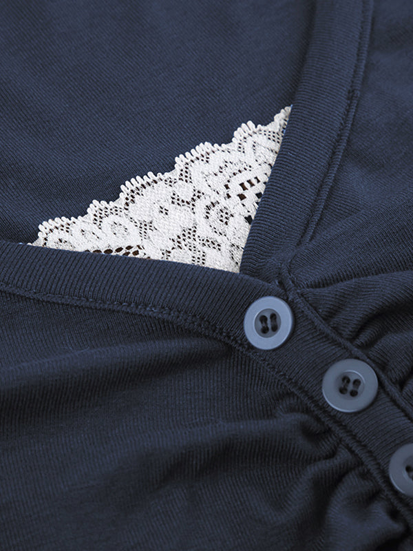 Damska Koszulka Długim Rękawem Z Koronką