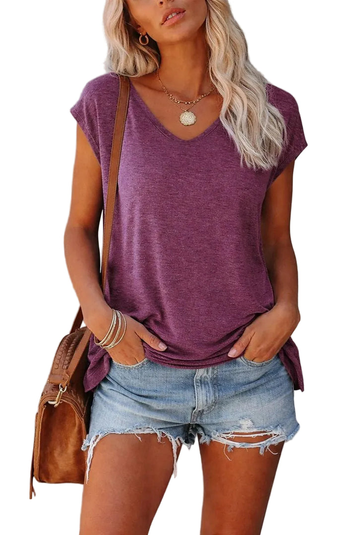 Damska Koszulka Z Dekoltem W Serek Luźna