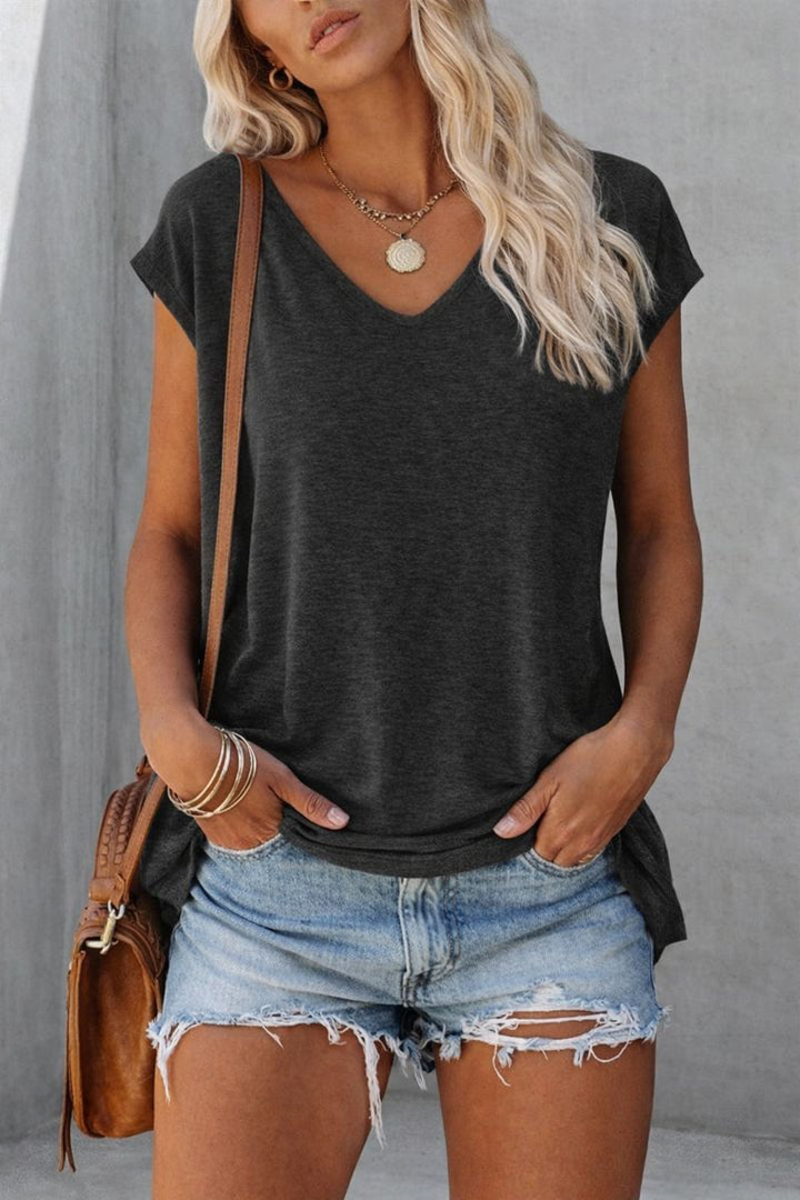 Damska Koszulka Z Dekoltem W Serek Luźna