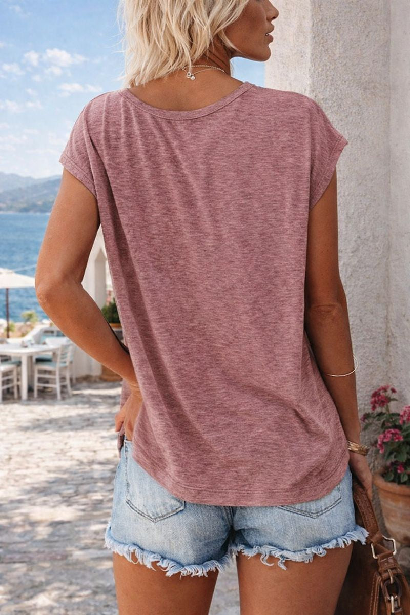 Damska Koszulka Z Dekoltem W Serek Luźna