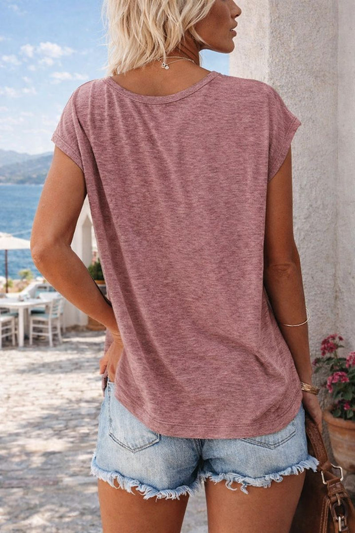 Damska Koszulka Z Dekoltem W Serek Luźna