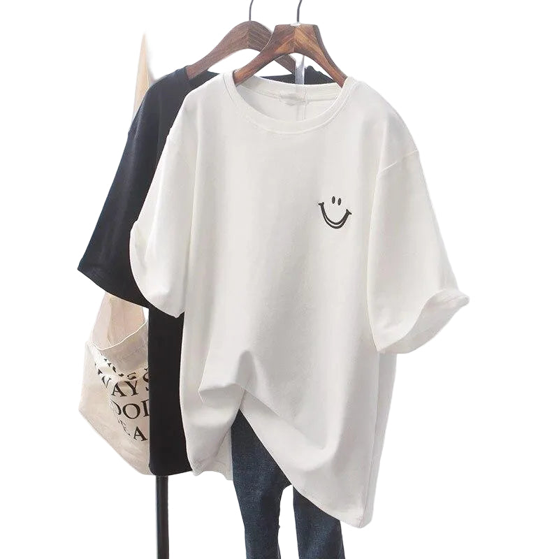 Damska Koszulka z Nadrukiem Uśmiechniętej Buźki