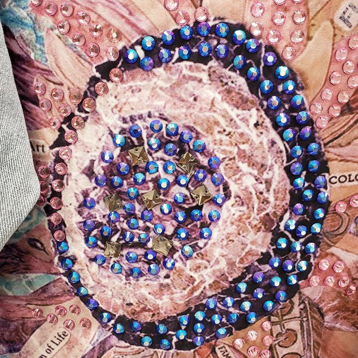 Damska Kurtka Jeansowa z Dużym Słonecznikiem