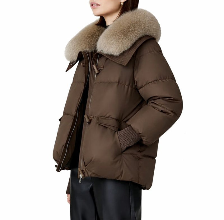 Damska Kurtka Puchowa ze Sztucznym Futerkiem