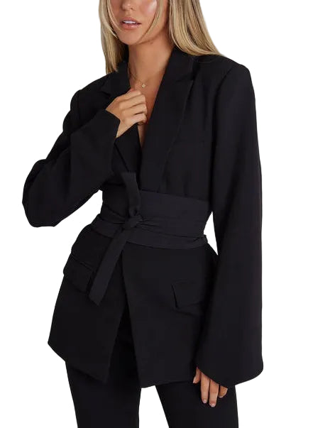 Damska Marynarka Z Paskiem W Talii