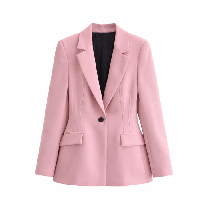 Damska Taliowana Marynarka Z Jednym Guzikiem