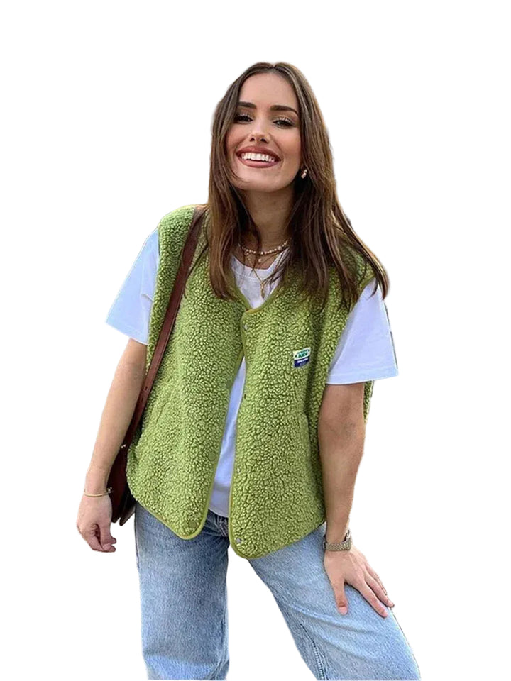 Damski Kamizelka bez Rękawów z Dekoltem w Serek