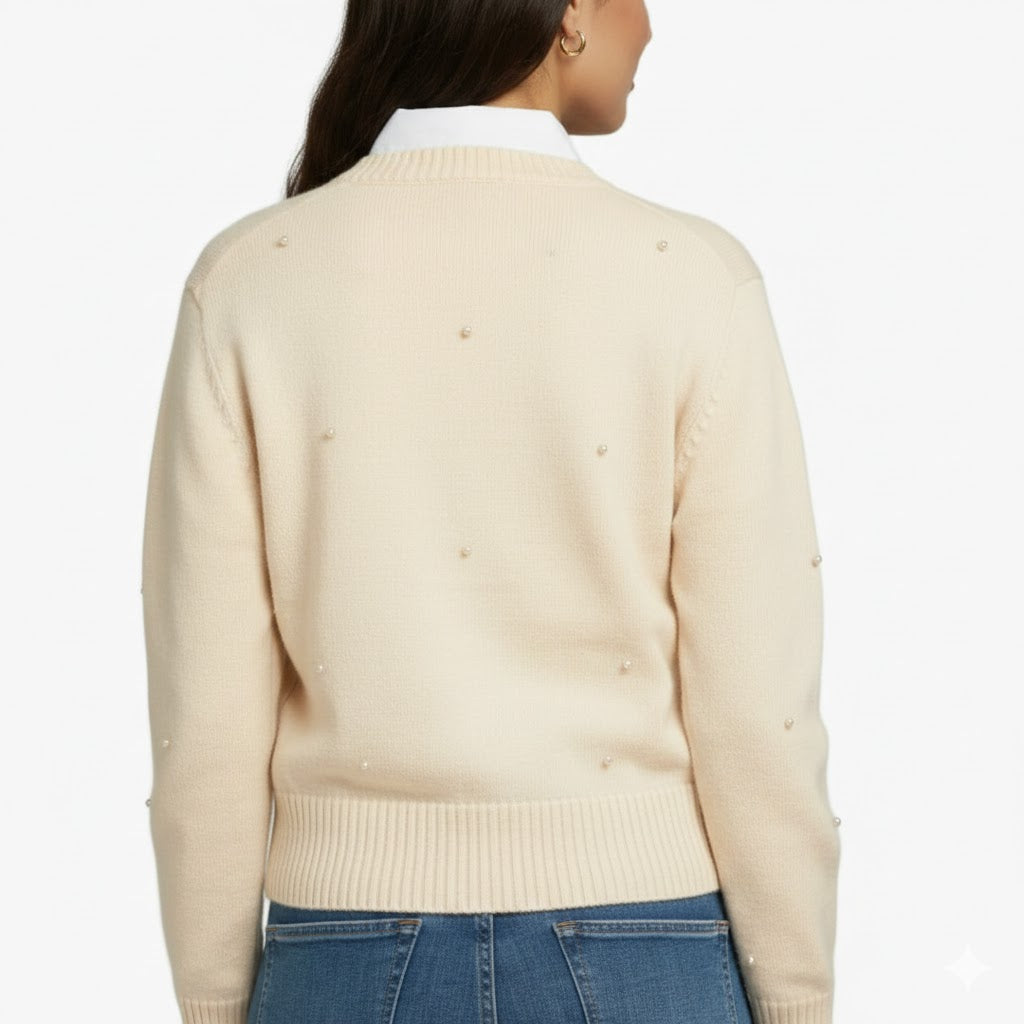 Damski Kardigan Zdobiony Dzianinowy