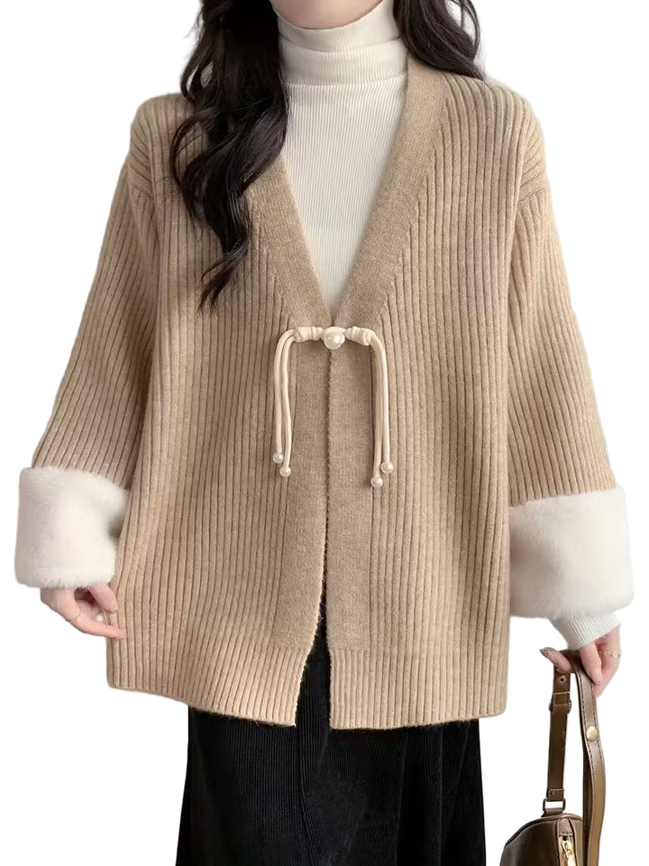 Damski Kardigan z Dekoltem w Serek