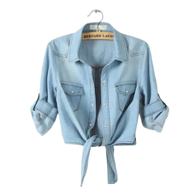 Damski Krótki Top Denimowy