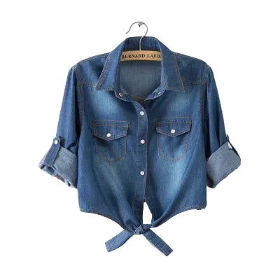 Damski Krótki Top Denimowy