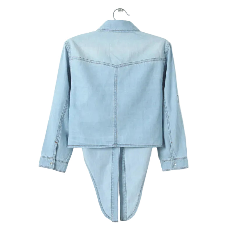 Damski Krótki Top Denimowy