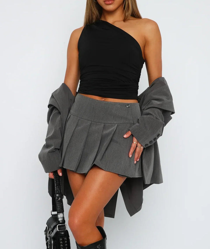 Damski Krótki Top z Falbanką na Jedno Ramię