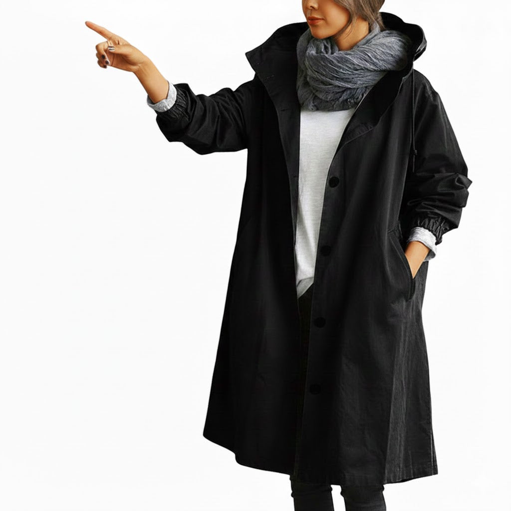 Kurtka Damska Długa z Kapturem