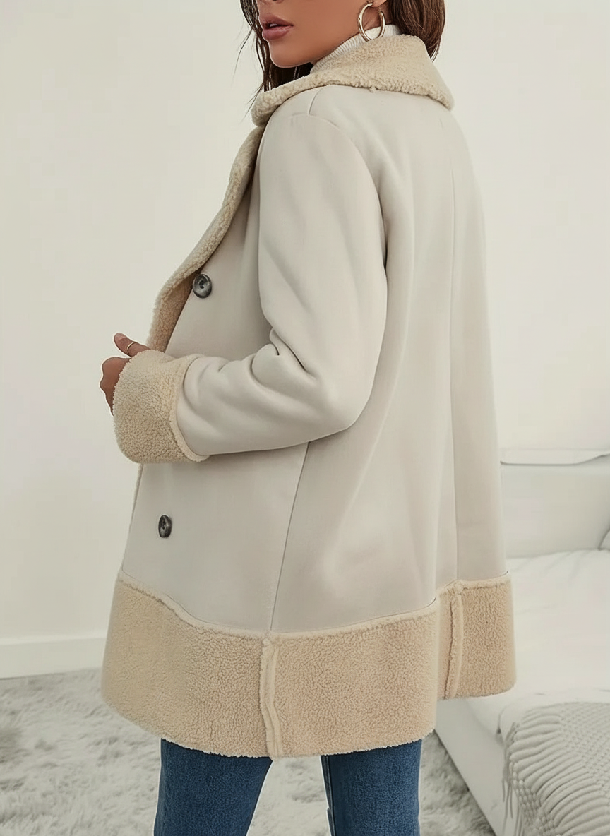 Damski Płaszcz Wełniany Podwójnie Zapinany