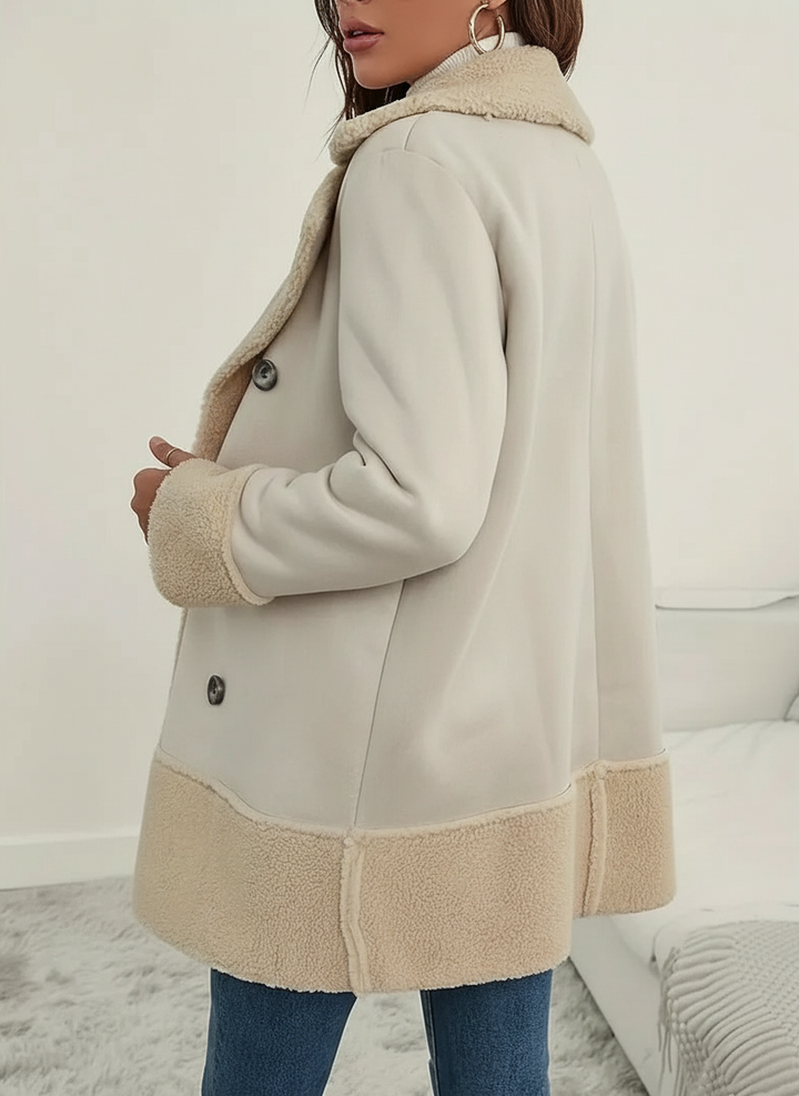 Damski Płaszcz Wełniany Podwójnie Zapinany