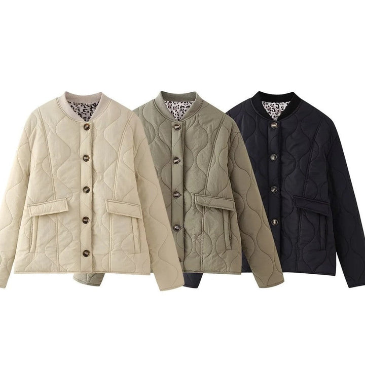 Damski Płaszcz Zimowy z Miękką Podszewką w Panterkę