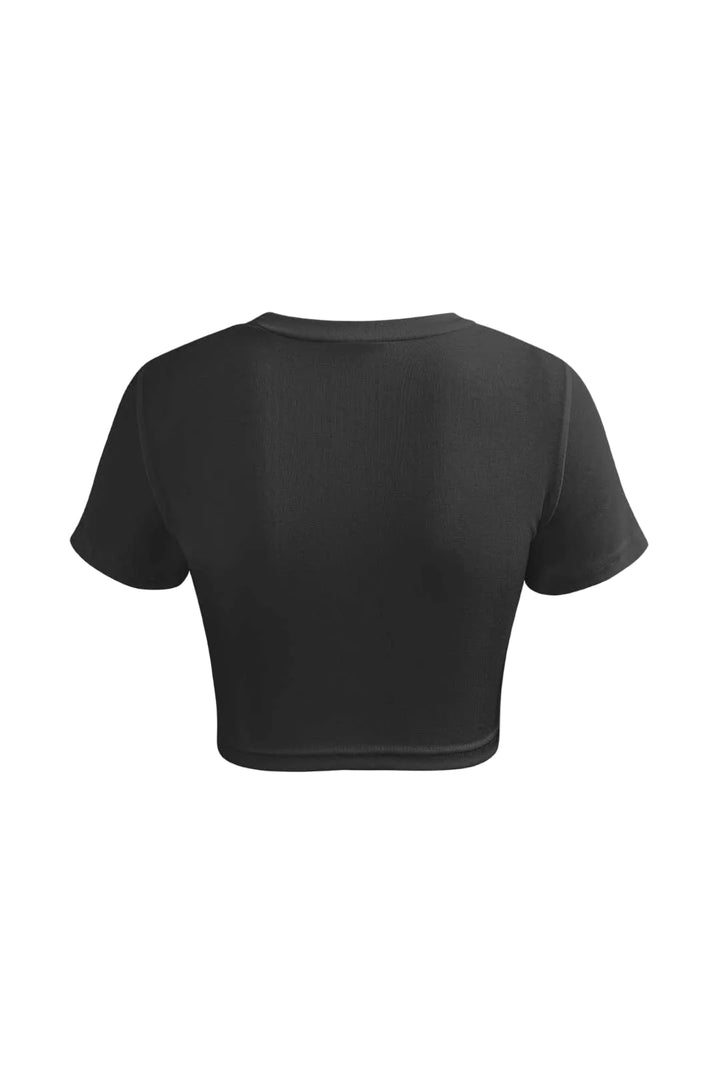 Damski Top Retro Z Falbaną I Prążkowanym Splotem