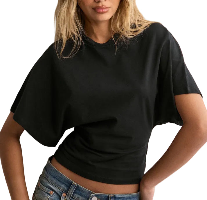 Damski Top Z Szerokimi Rękawami I Okrągłym Dekoltem