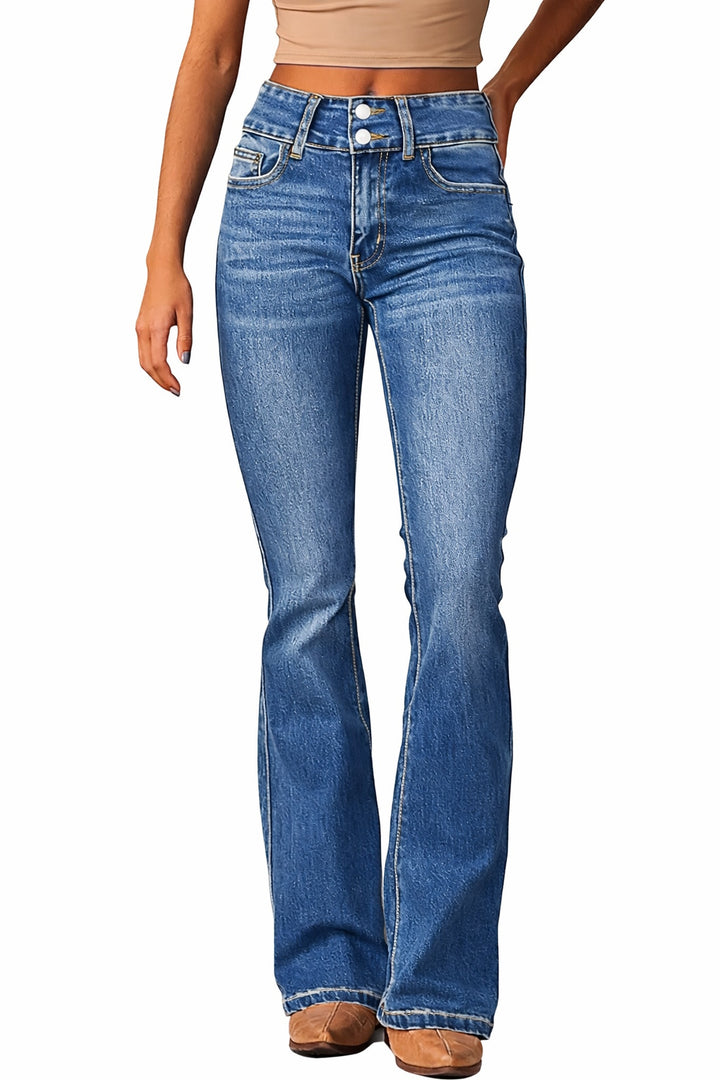 Damskie Jeansy z Wysokim Stanem i Szerokimi Nogawkami