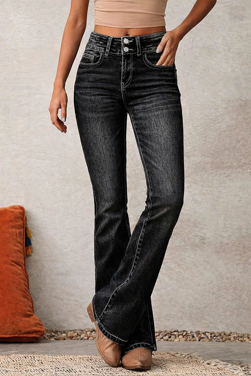 Damskie Jeansy z Wysokim Stanem i Szerokimi Nogawkami