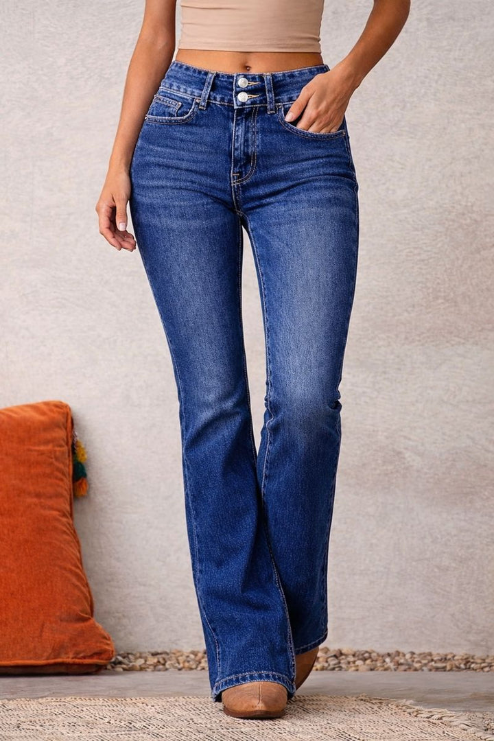 Damskie Jeansy z Wysokim Stanem i Szerokimi Nogawkami