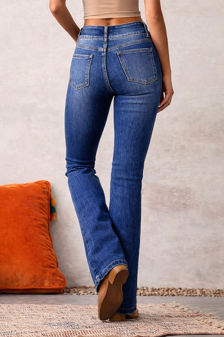 Damskie Jeansy z Wysokim Stanem i Szerokimi Nogawkami