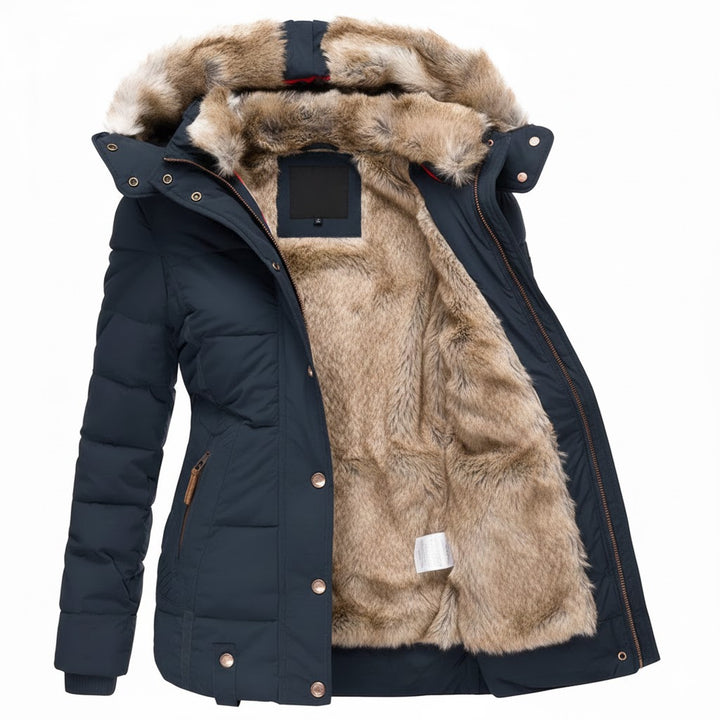 Damskie Kurtka Zimowa z Miękkim Kapturem