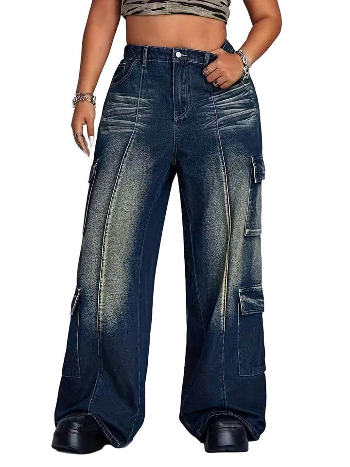 Damskie Spodnie Cargo o Szerokich Nogawkach