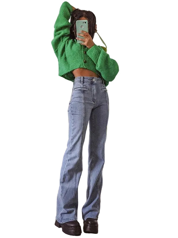 Damskie Spodnie Dżinsy z Tylną Łatą w Kształcie Gwiazdy