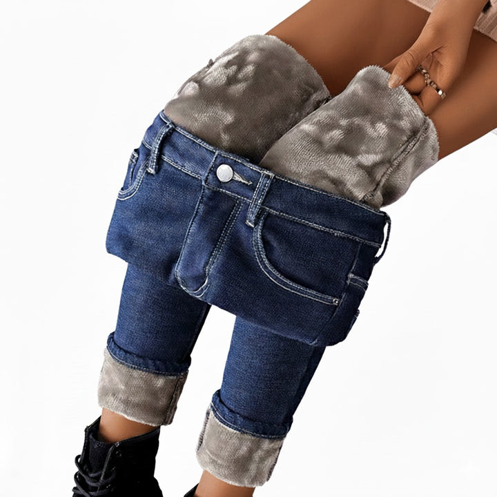 Damskie Spodnie Jeansy Zimowe Thermo Denim