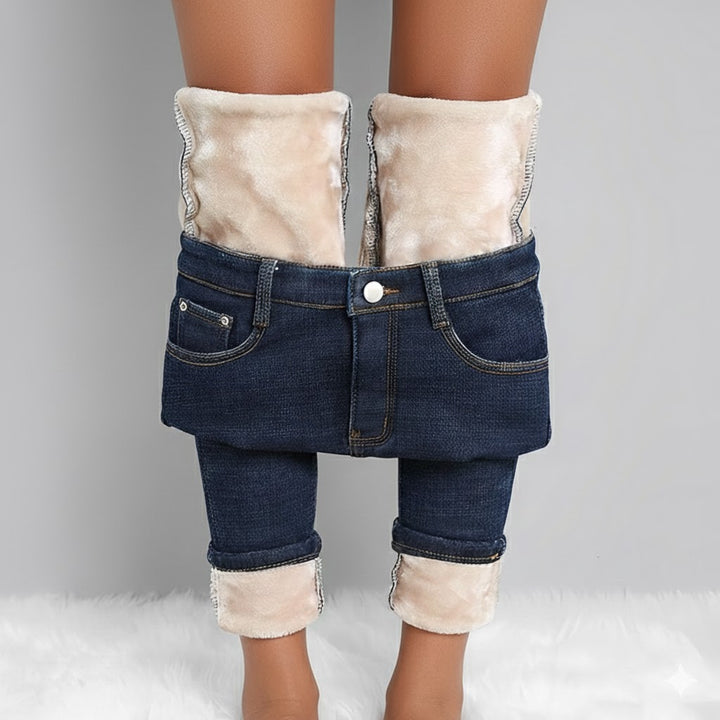 Damskie Spodnie Jeansy Zimowe Thermo Denim