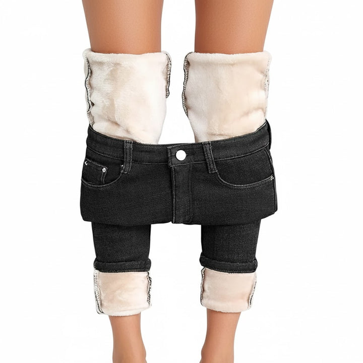 Damskie Spodnie Jeansy Zimowe Thermo Denim