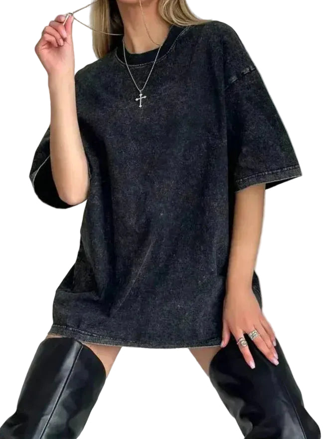 Koszulka Damska Z Crew Neck W Stylu Vintage