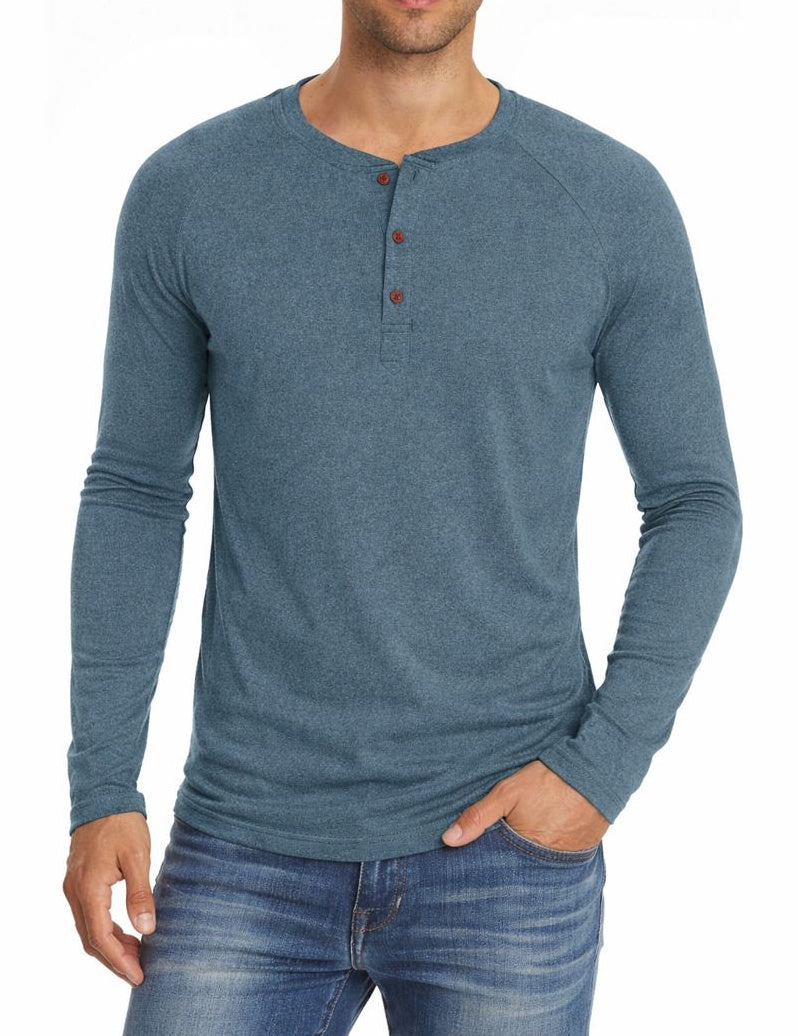 Męska Koszula Henley z Długim Rękawem
