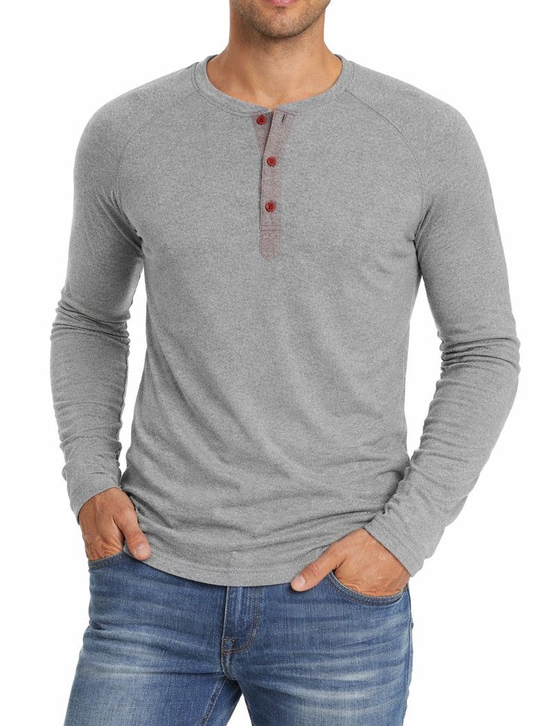 Męska Koszula Henley z Długim Rękawem