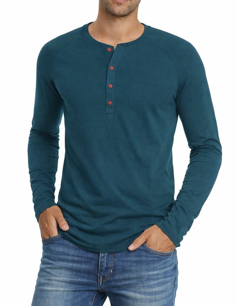 Męska Koszula Henley z Długim Rękawem