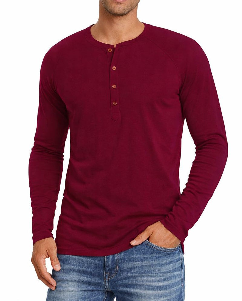 Męska Koszula Henley z Długim Rękawem