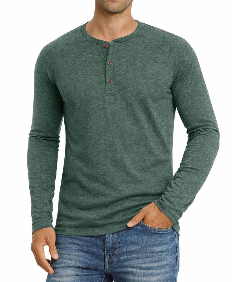 Męska Koszula Henley z Długim Rękawem