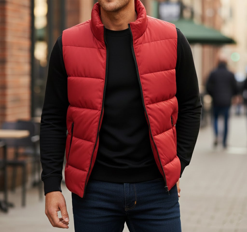 Męska Kurtka Puchowa bez Rękawów o Regularnym Kroju