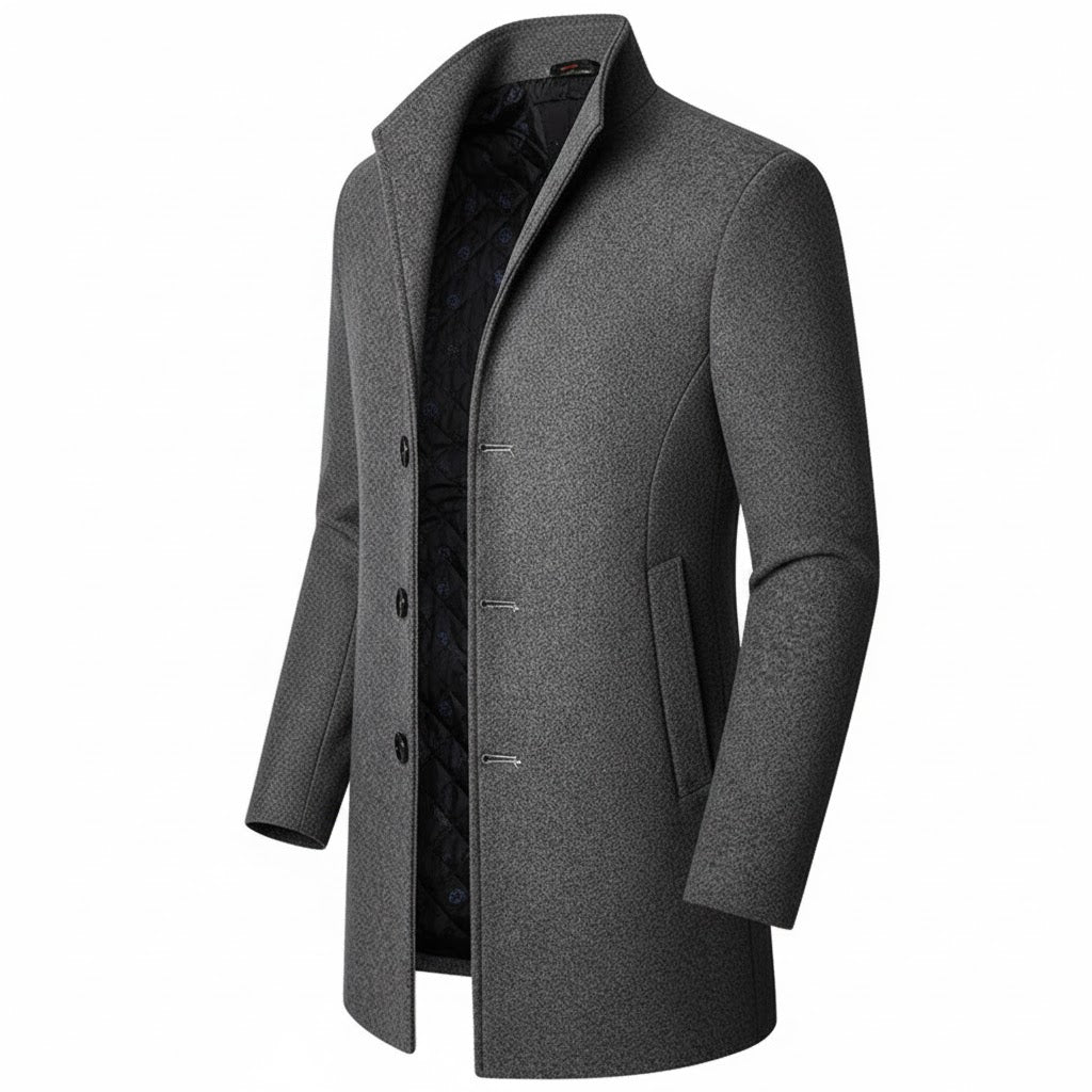 Męski Długi Płaszcz z Guzikami