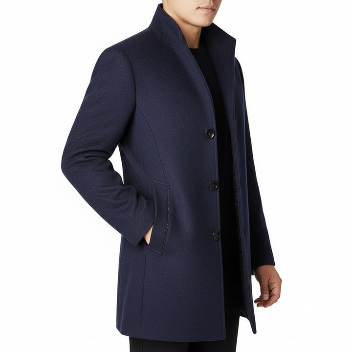 Męski Długi Płaszcz z Guzikami