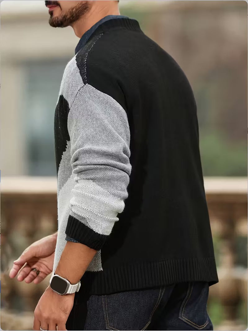 Męski Kardigan na Guziki z Dekoltem w Serek