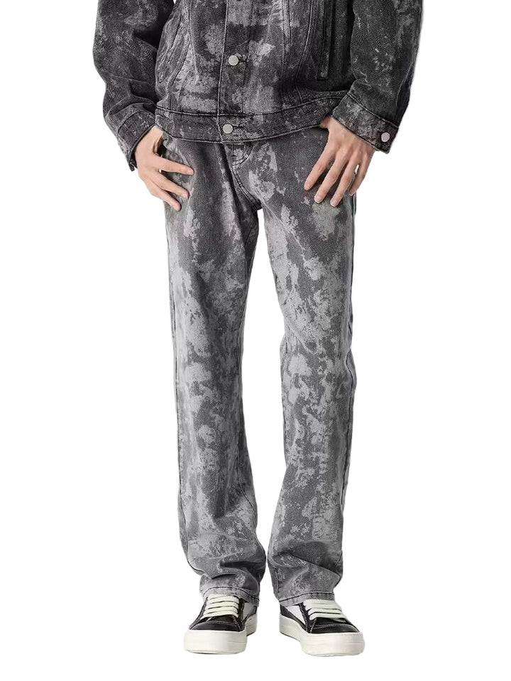 Męskie Spodnie o Prostym Kroju z Wzorem