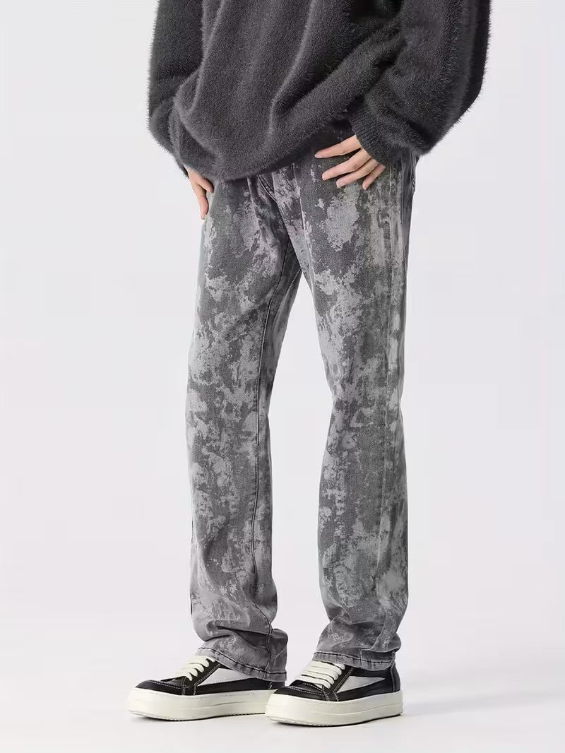 Męskie Spodnie o Prostym Kroju z Wzorem