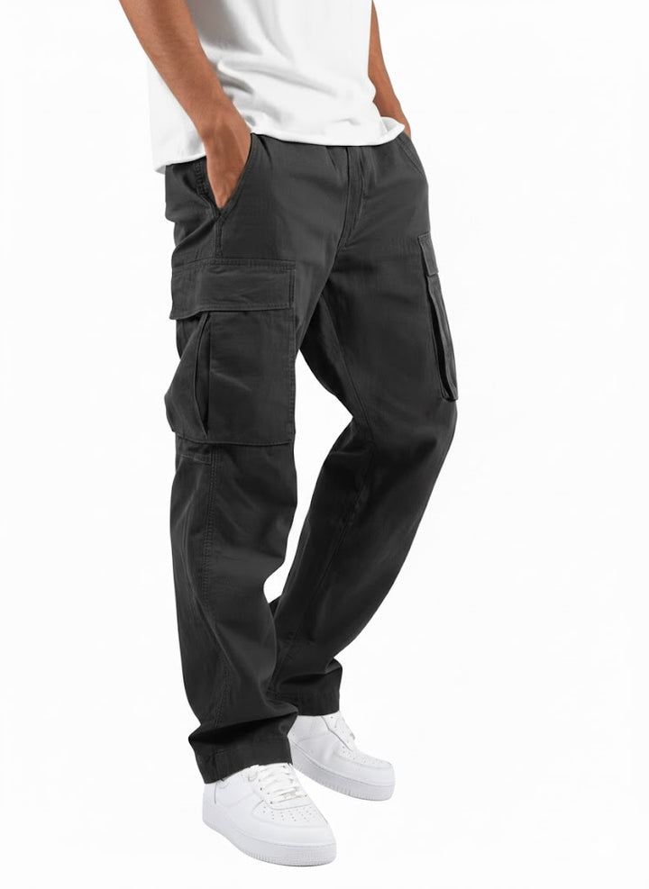 Męskie Spodnie Cargo z Kieszeniami Bocznymi