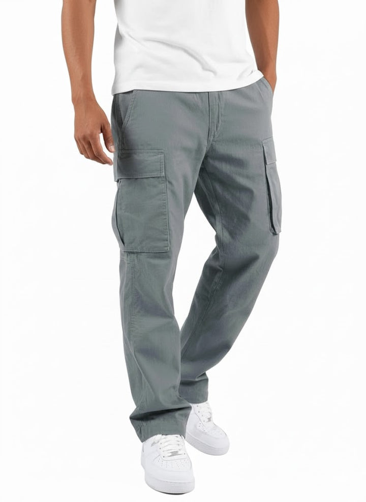 Męskie Spodnie Cargo z Kieszeniami Bocznymi